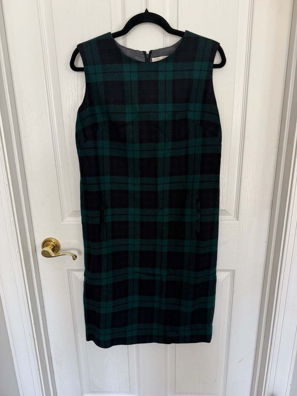 Vintage Pendleton Wool Black Watch Plaid Sleeveless Shift Dress